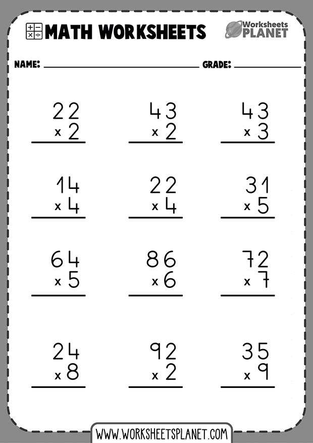 2 digit multiplication worksheet