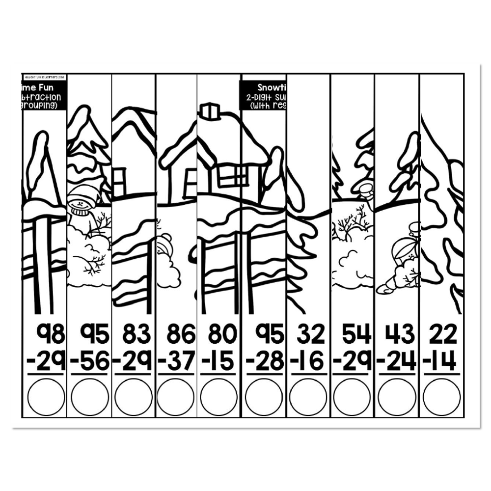 2 digit subtraction fun worksheet