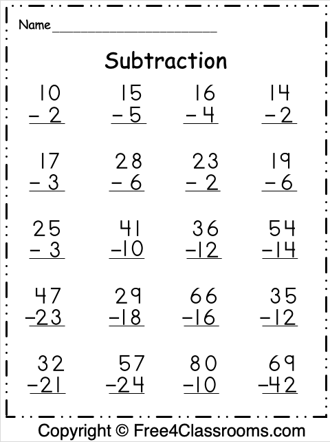 Free Subtraction Worksheet - 2 Digit - Free Worksheets ...