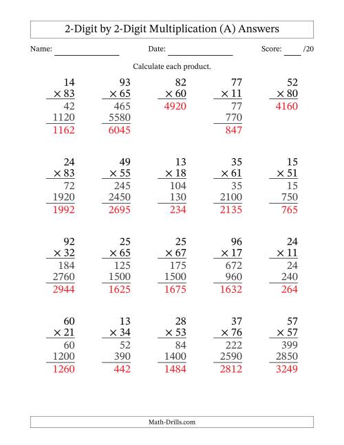 Multiplying 2-Digit by 2-Digit Numbers (A)