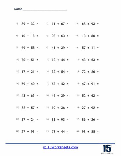 Double Digit Addition Worksheets - 15 Worksheets Library