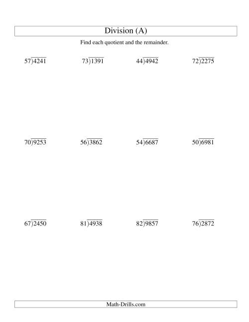 Long Division - Two-Digit Divisor and a Four-Digit Dividend with a ...