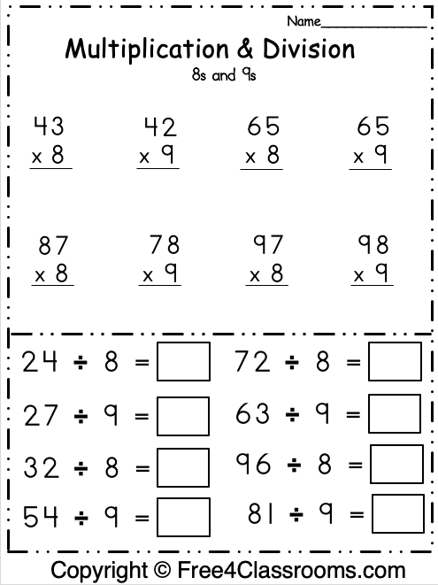 Free Multiplication and Division Math Worksheet - Free Worksheets ...