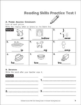 Reading Skills Practice Test 1 (Grade 2) | Printable Test Prep and ...