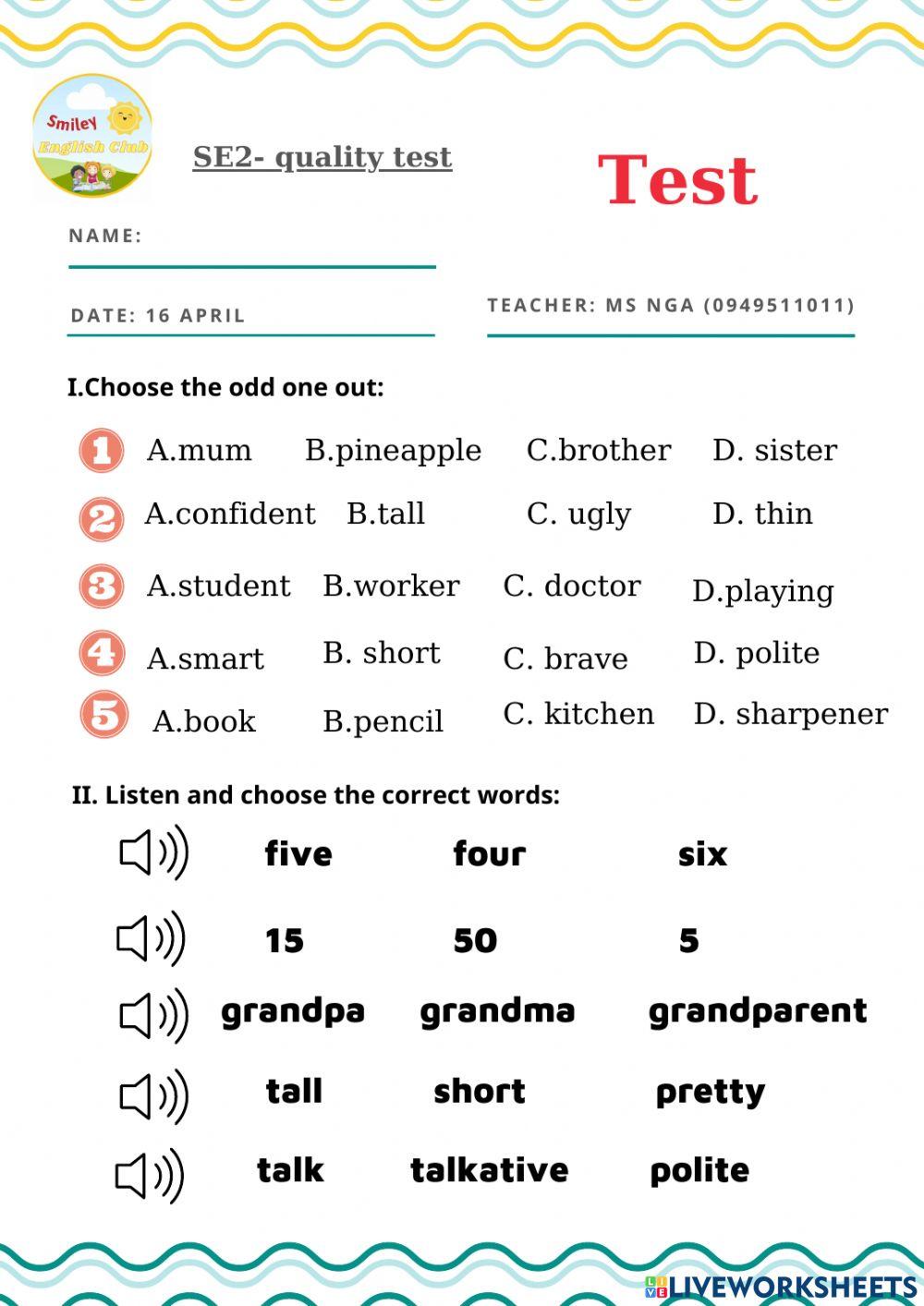 Grade 2 English Worksheet Worksheets Library