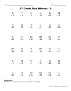 ✏️ FREE Printable 2nd Grade Math Minutes Worksheets pdf