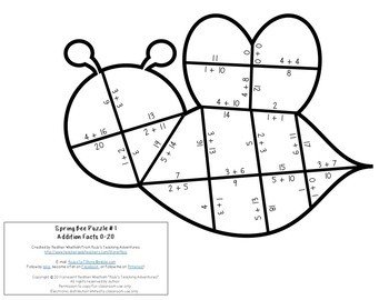 ADDITION Bee Puzzles | Spring Math Activity for 1st, 2nd, or 3rd ...