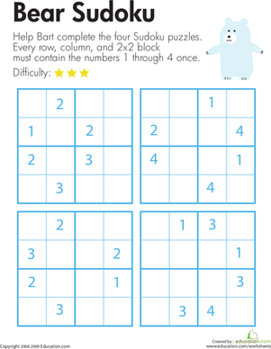 Bear Sudoku | Worksheet 