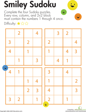 Smiley Sudoku | Worksheet 
