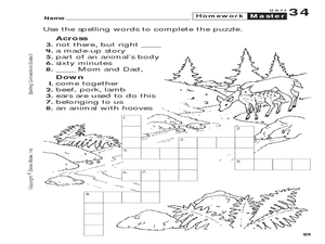 2nd Grade Spelling Crossword Puzzle Worksheet for 2nd Grade ...