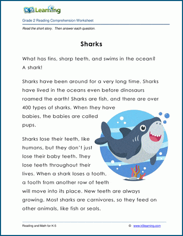 Sharks - Grade 2 Childrens Story | Worsheets library