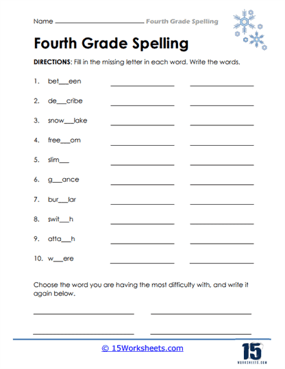 4th Grade Spelling Words Worksheets - 15 Worksheets Library