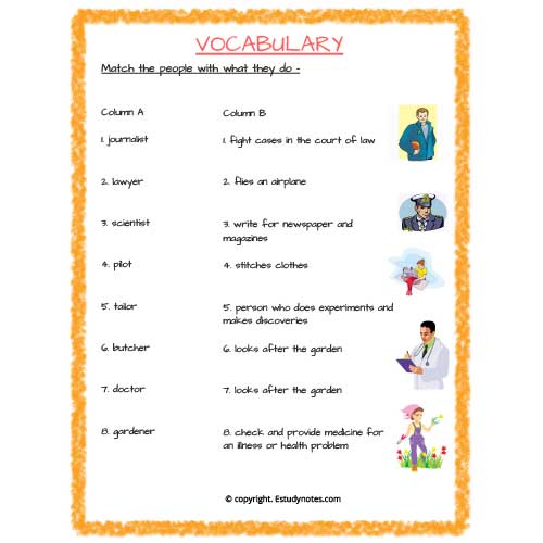 English Vocabulary What People Do Worksheet 2 Grade 3