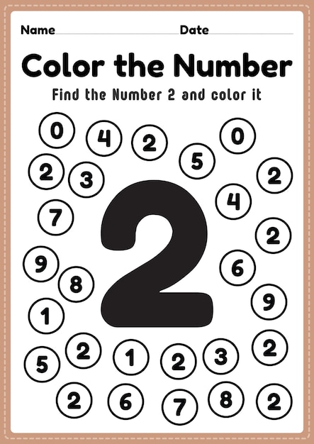 Premium Vector | Math worksheet number 2 worksheet coloring maths ...