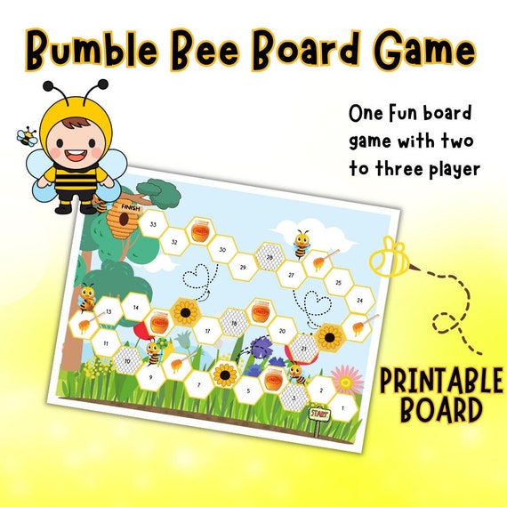 Printable Bumble Bee Board Game PDF Family Fun Game for Kids, DIY ...