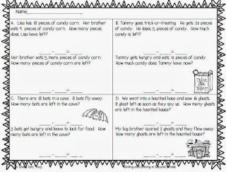 Halloween Word Problems - Smiling and Shining in Second Grade