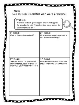 3rd grade Two Step Word Problems - Close Reading!