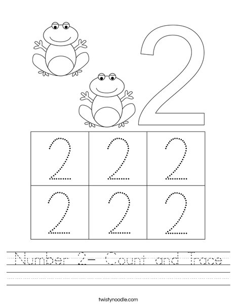 Number 2- Count and Trace Worksheet - Twisty Noodle