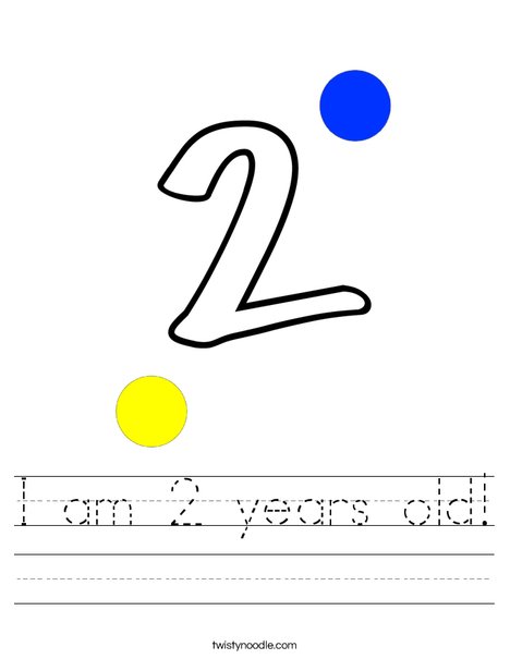 I am 2 years old Worksheet - Twisty Noodle