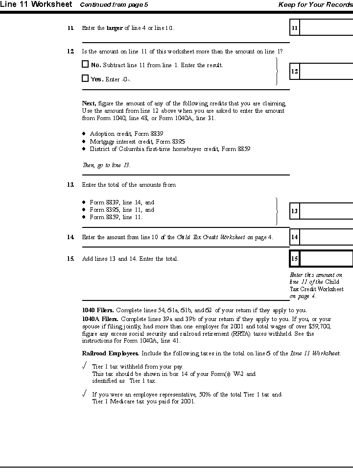 2011 child tax credit worksheet