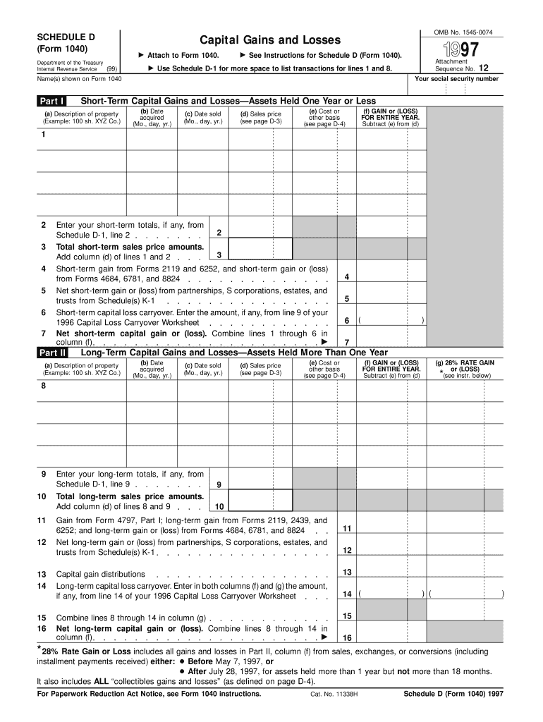 What is schedule d: Fill out &  sign online | DocHub