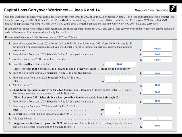 2013 capital loss carryover worksheet