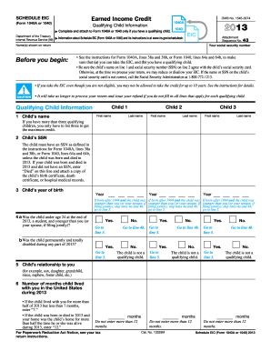 IRS 1040 - Schedule EIC 2013 - Fill out Tax Template Online