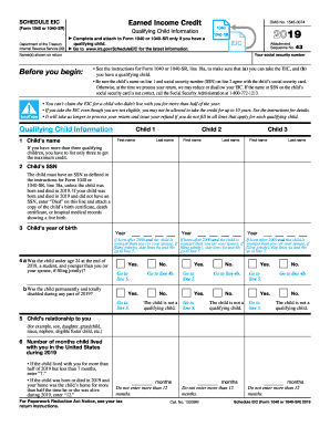 IRS 1040 - Schedule EIC 2019 - Fill and Sign Printable Template Online