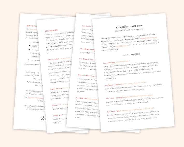 Categorizing Your Photography Business Tax Deductions // Cheat ...