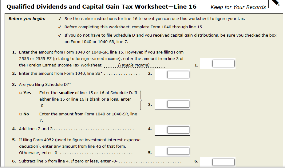 2013 qualified dividends and capital gain tax worksheet