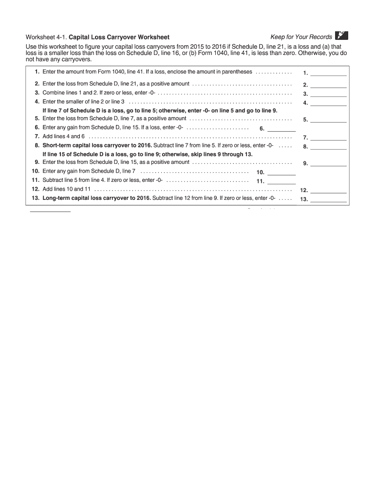 2018-2024 Form IRS Capital Loss Carryover Worksheet Fill Online ...
