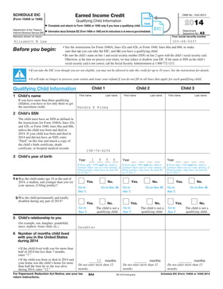 2014 earned income credit worksheet