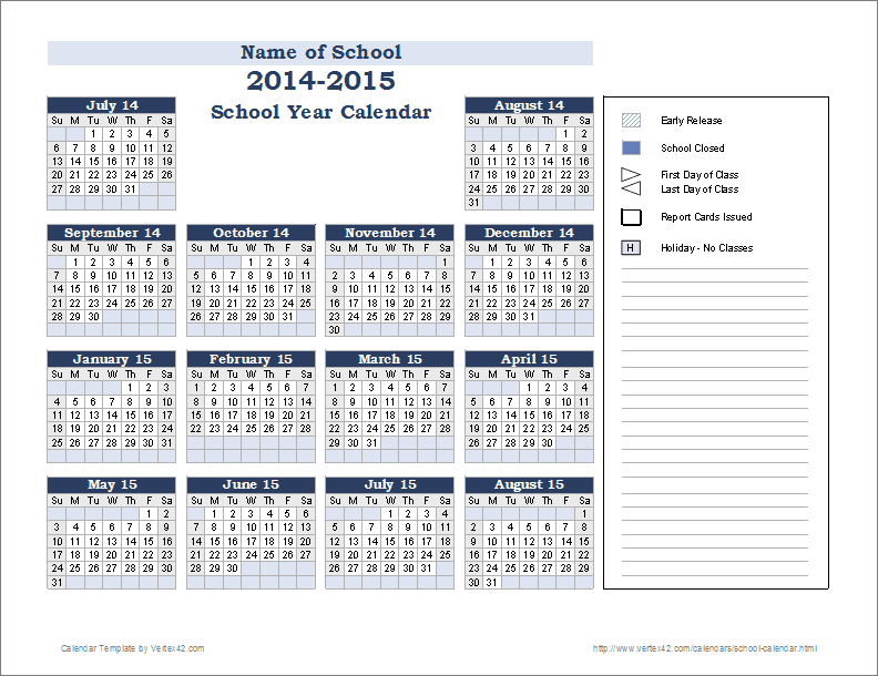 School Calendar Template - 2024-2025 School Year Calendar