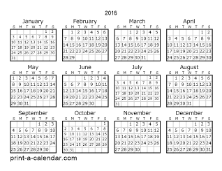 Download 2016 Printable Calendars