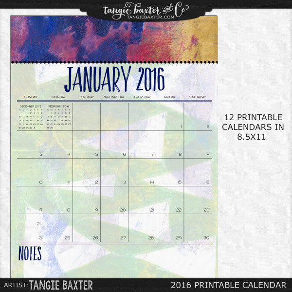 2016 printable calendar by month