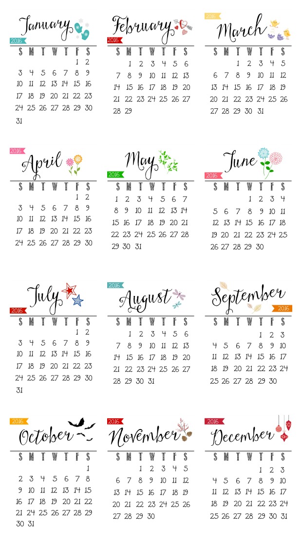 Free 2016 Printable Calendar - Clean and Scentsible