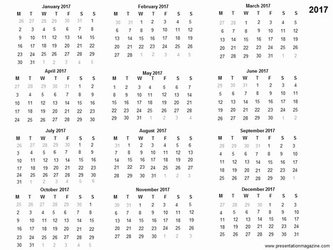 Free 2017 printable calendar template