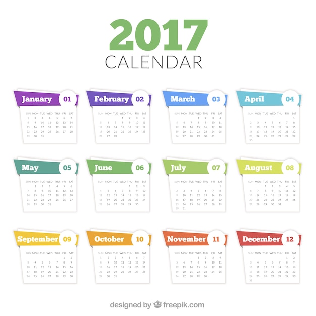 Free Vector | 2017 calendar template in abstract style