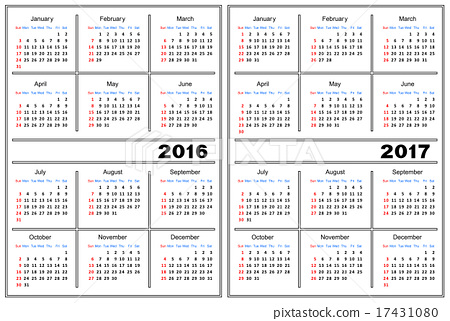 Calendar template 2016, 2017 - Stock Illustration [17431080] - PIXTA