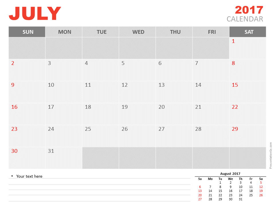 July 2017 PowerPoint Calendar - PresentationGO