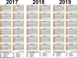 2017-2019 Three Year Calendar - Free Printable PDF Templates