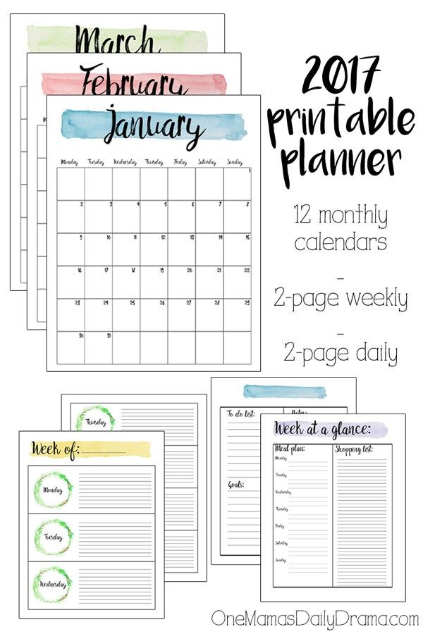 2017 printable planner