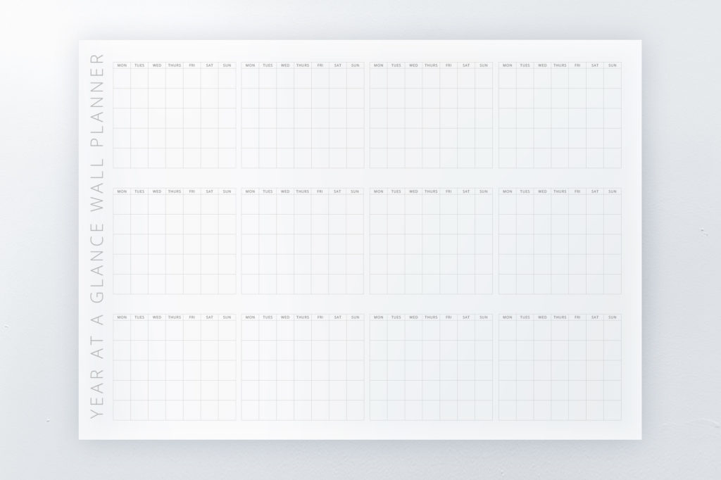 Undated Year at a Glance Wall Planner