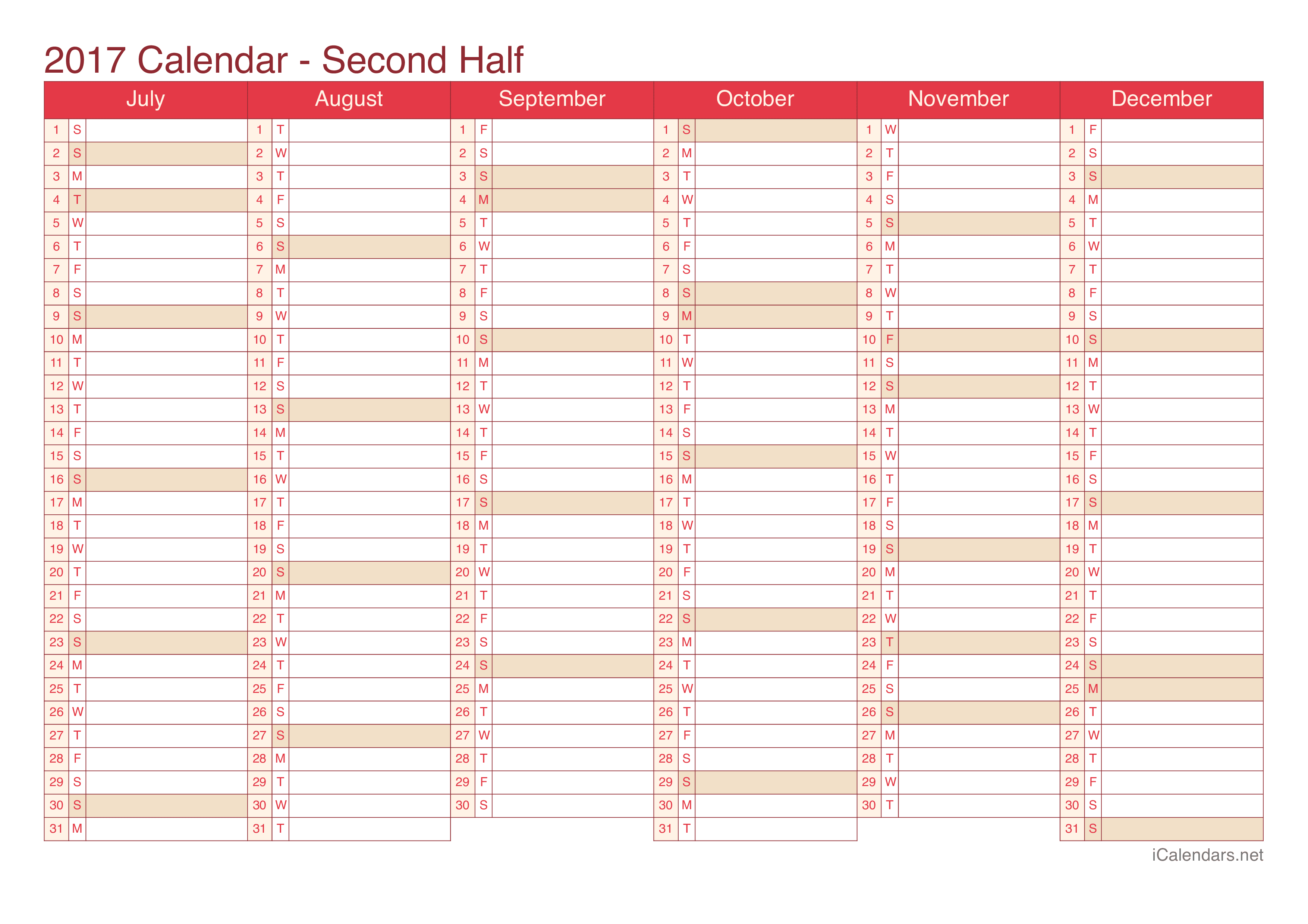 2017 year planner nz printable