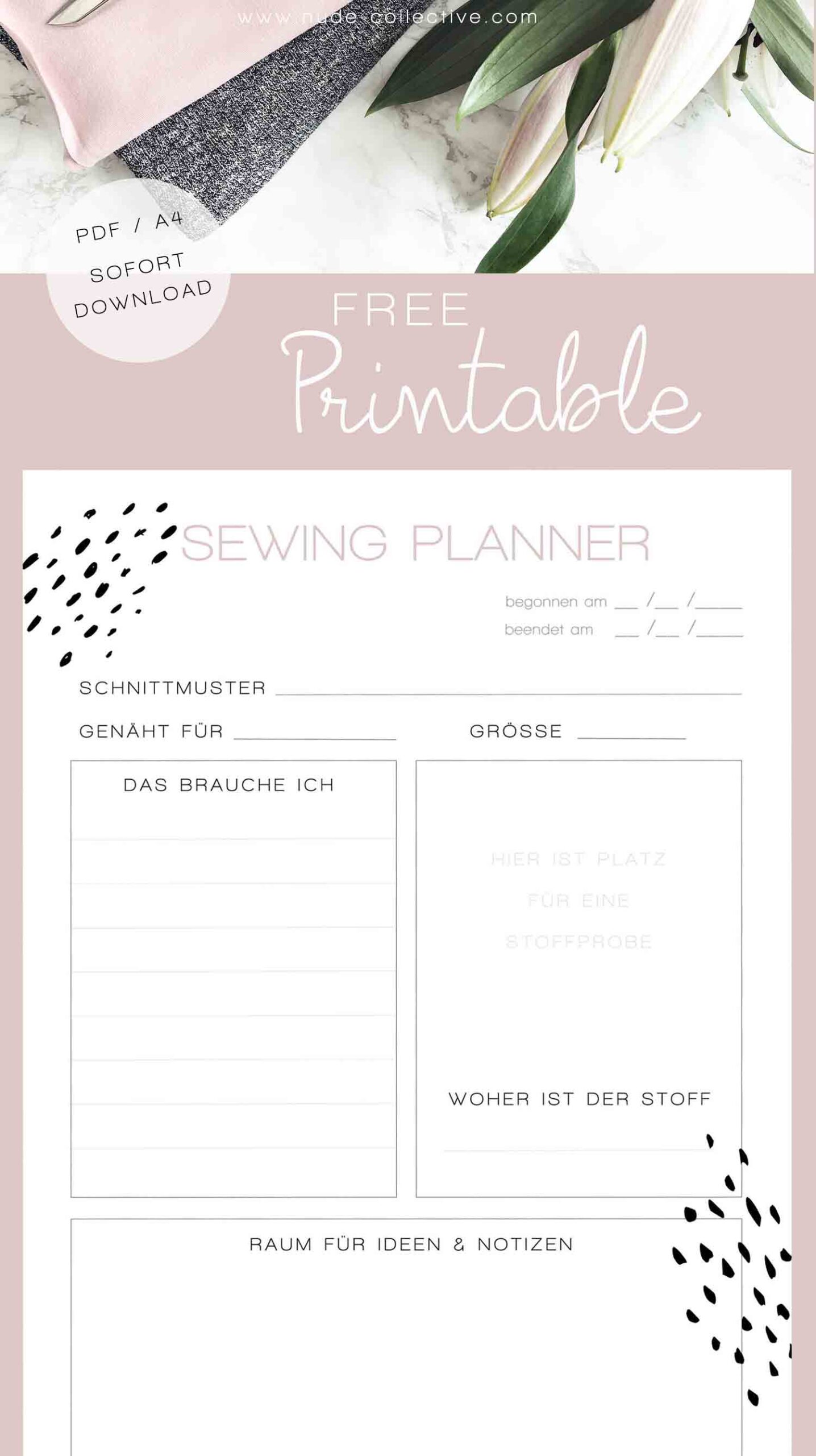 Kostenloser Download - Nähplaner Printable • Make it Yours