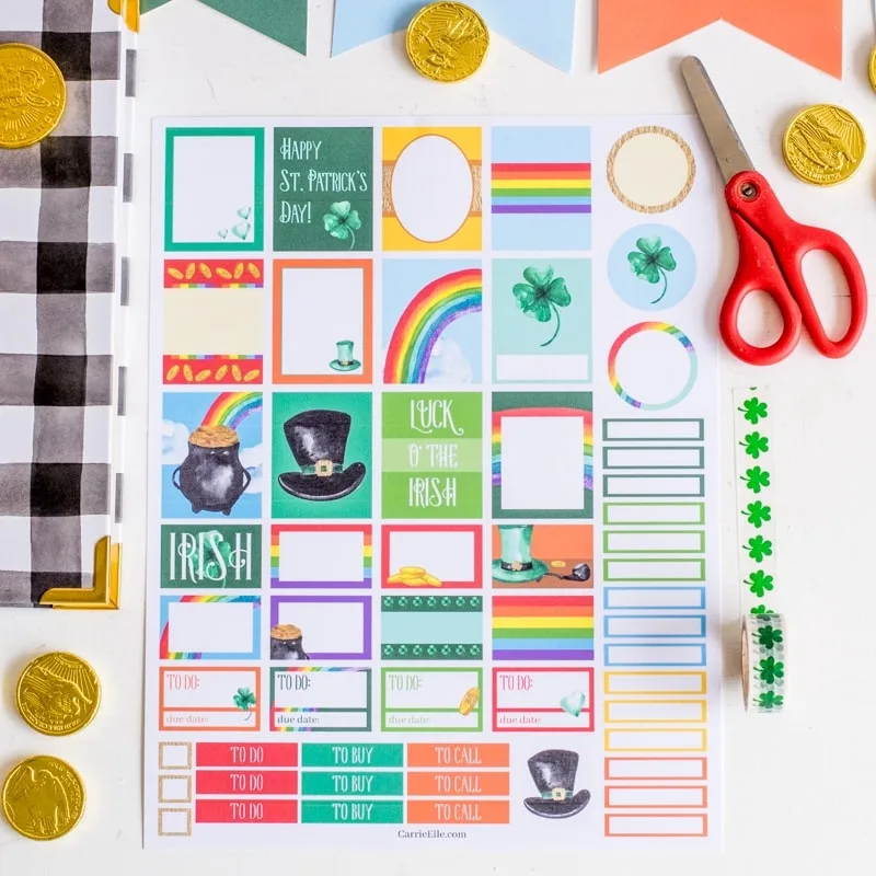 Printable St. Patricks Day Planner Stickers - Carrie Elle