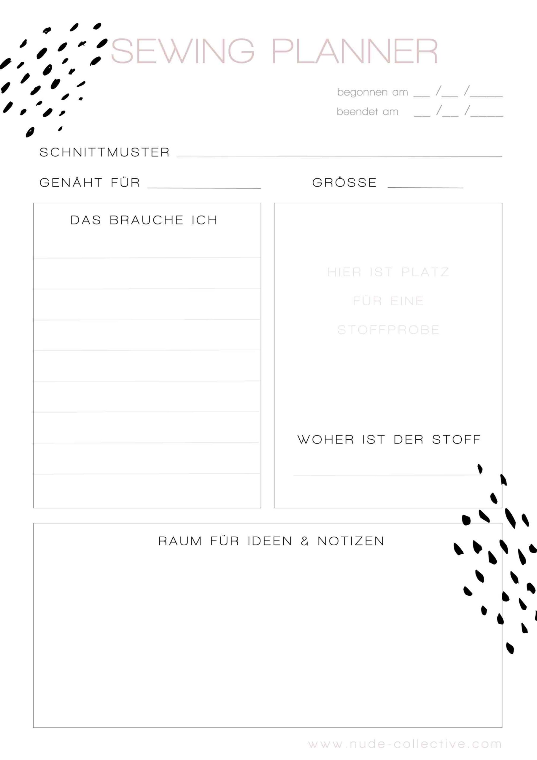 Kostenloser Download - Nähplaner Printable • Make it Yours
