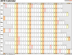 2018 Calendar - Download 17 free printable Excel templates (.xlsx)