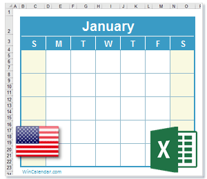 2018 Excel Calendar with US Holidays