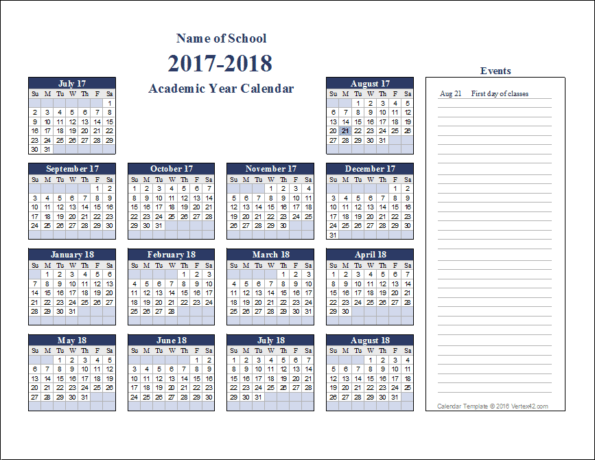 Academic Calendar Templates for 2024-2025